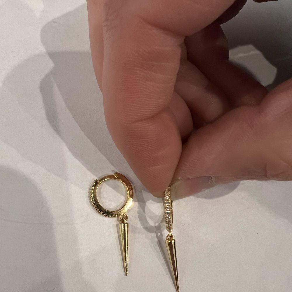 Shashi dagger huggies with pave